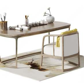 新中式茶桌椅组合3D模型下载